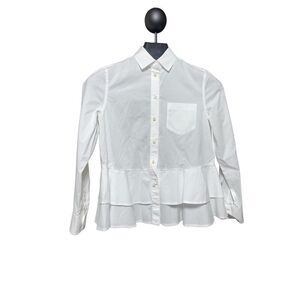 Broome Street Kate Spade Long Sleeve White Ruffled Peplum Blouse Size XS